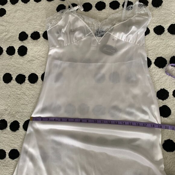 Vintage 90s Satin Full Slip Dress Lace Trim Lingerie Fairy Boho Nightie New - Picture 12 of 16